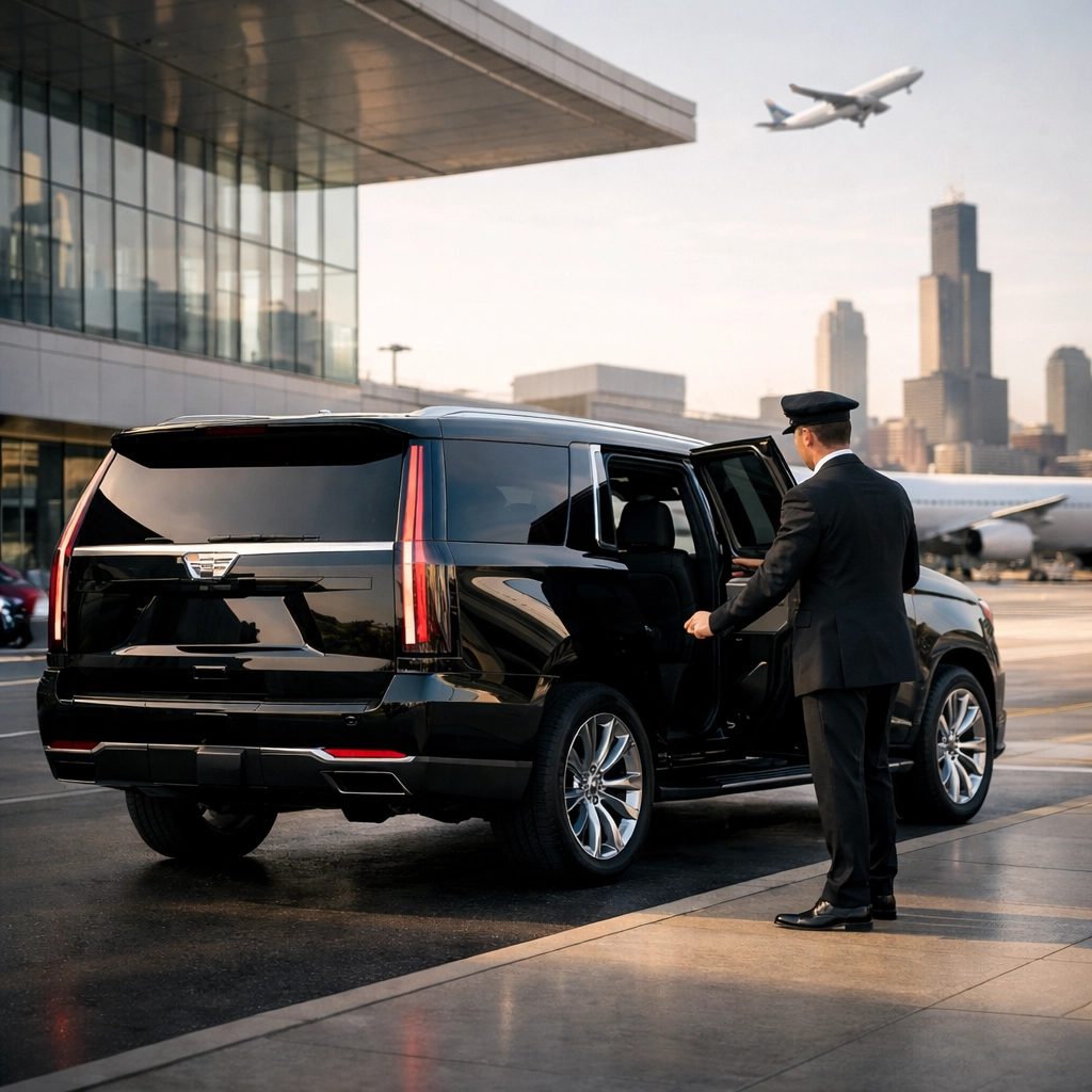 Premium airport transfer with executive black car